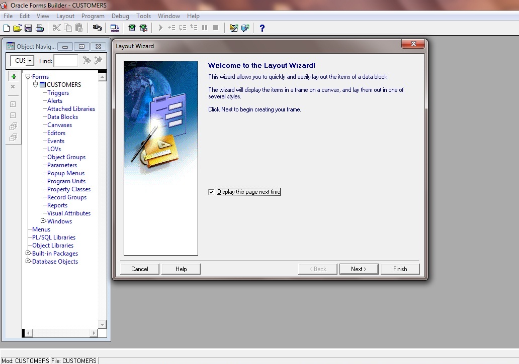 Tutorial Create Wizard Layout Oracle Forms 11g: Display in a frame on ...